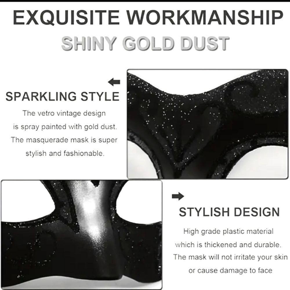 Venetian His and Hers Masquerade Couples Black Mask Set #9 - Picture 4 of 5